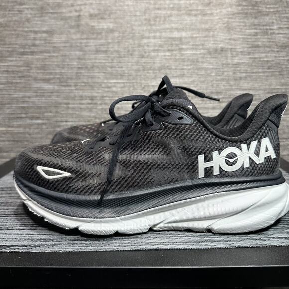 Hoka One One Shoes - Hoka One One Clifton 9 Black White 1127896 BWHT Running Shoes - Women's 9